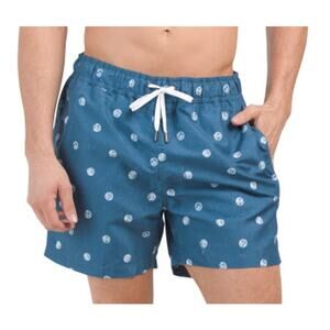 ONIA Charles Swim Trunks XL Distressed Macro Dot Dark Blue White